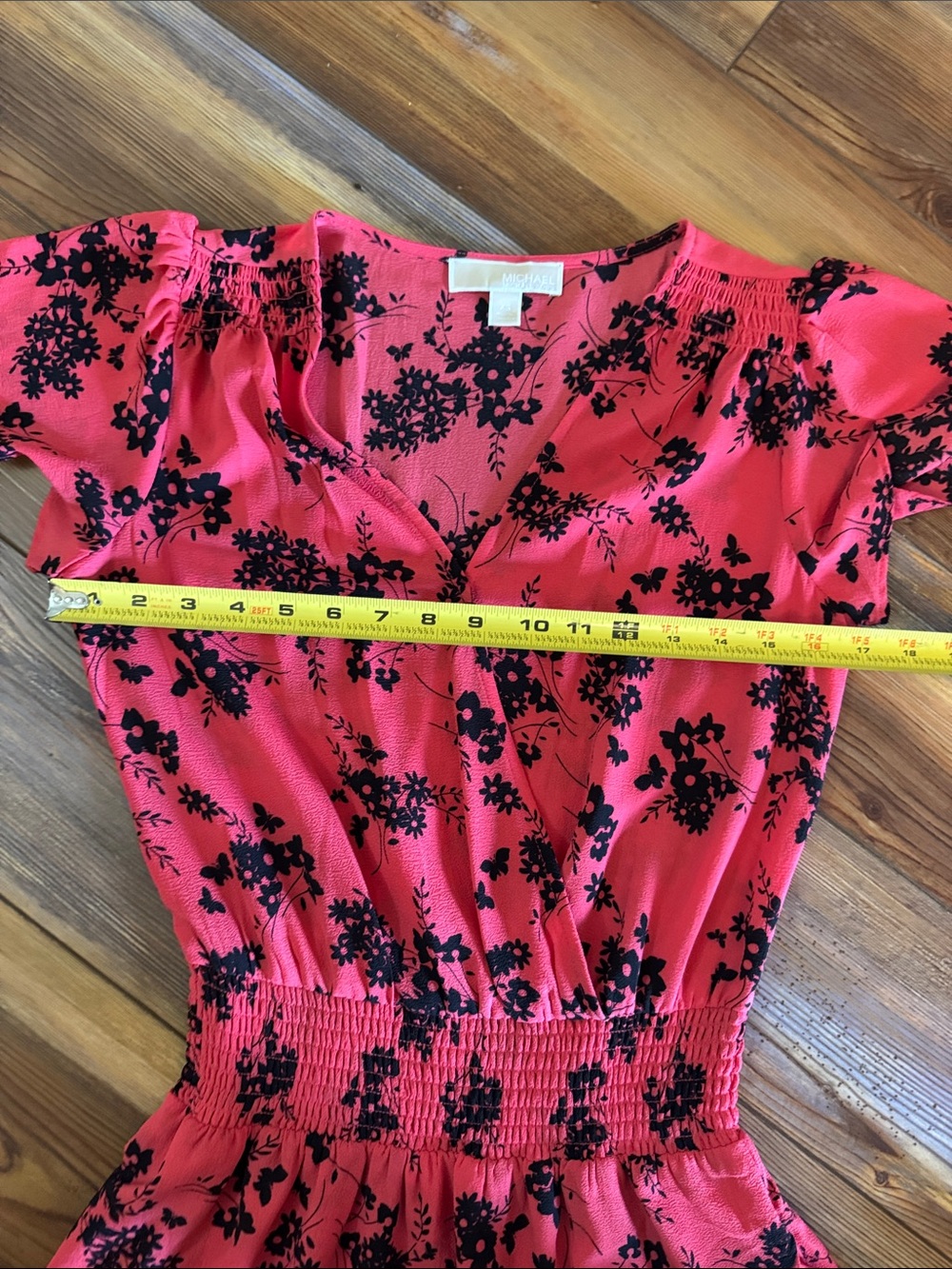 Michael Kors Floral Ruffle Dress with Smocked Waistband Size xs - Picture 9 of 10